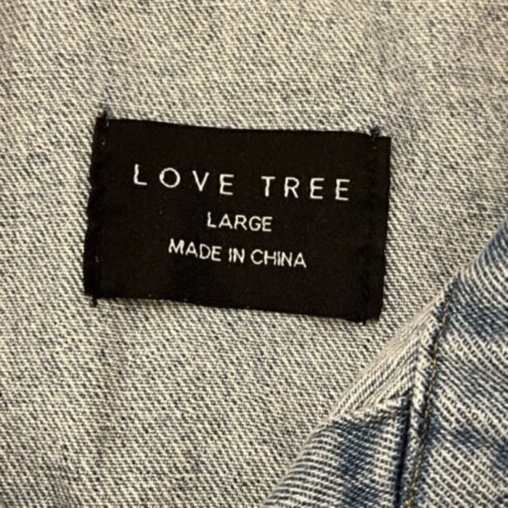 Love Tree Sleeveless Denim Jacket Vest Size Large Distressed Raw Hem BOHO - Picture 7 of 9